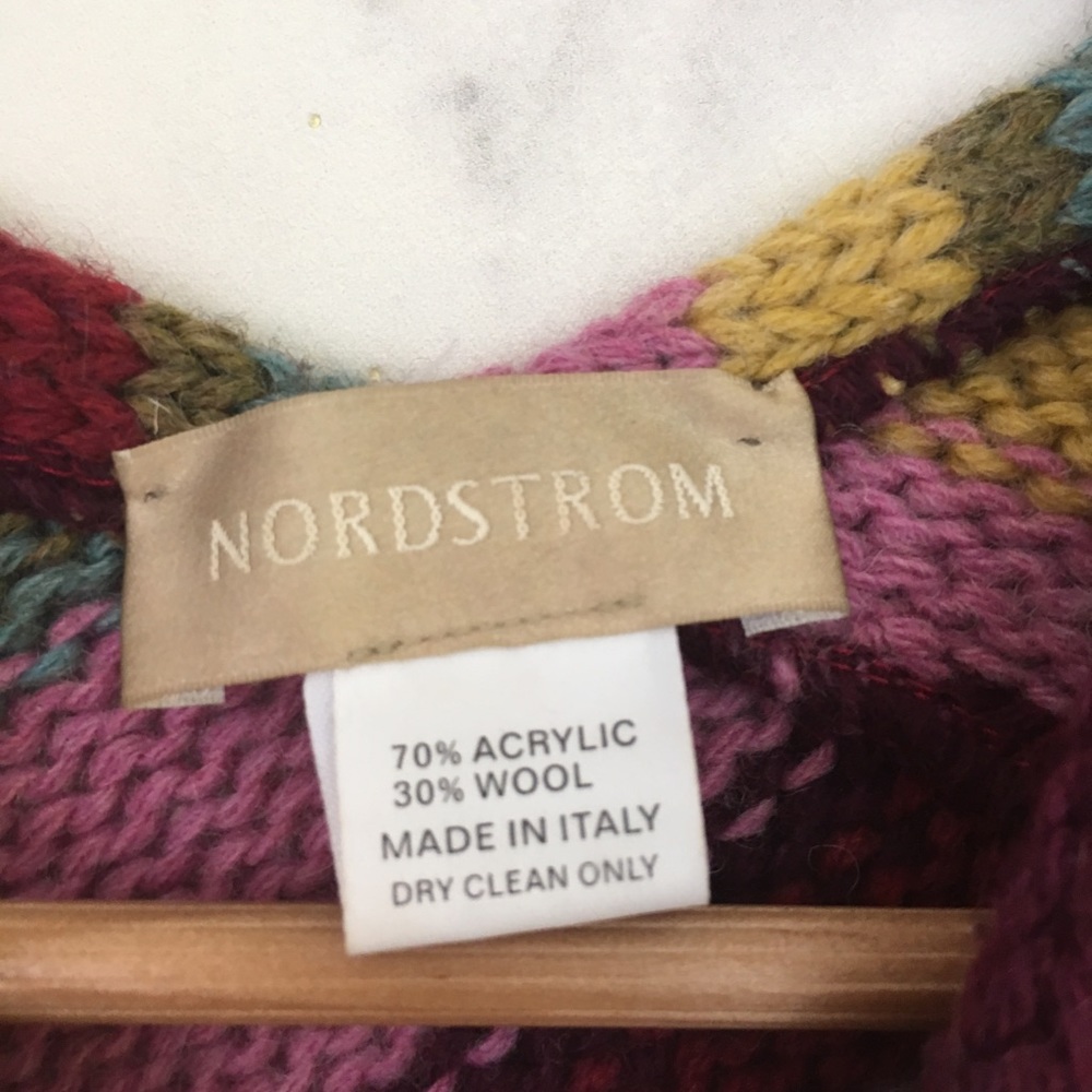 Nordstrom Striped Wool Blend Poncho Sweater - Picture 3 of 4